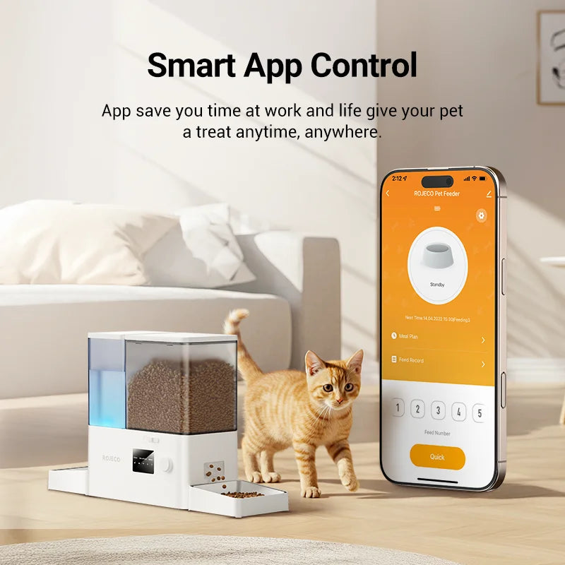 Distributeur automatique WiFi 2-en-1 blanc avec compartiments transparents, vue latérale