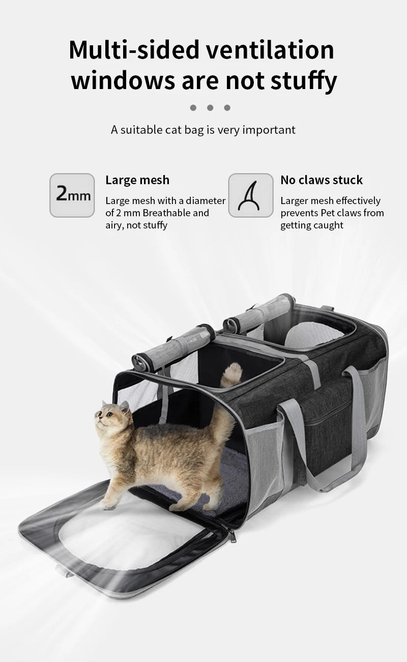 Sac de Transport Chariot XL pour Chat et Chien – Pliable, Roulettes Amovibles