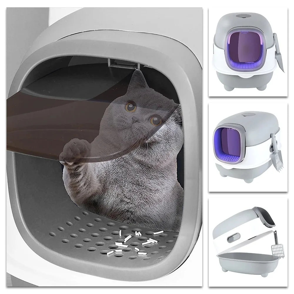 Enclosed Dome Cat Litter Box with Scoop - 40x39x56cm