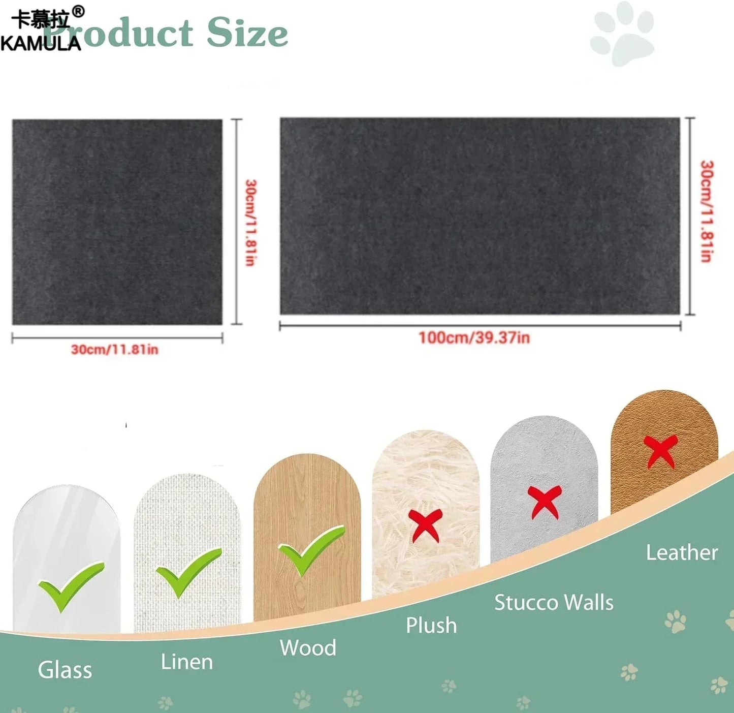 Schéma des dimensions du tapis anti-griffes autocollant découpable