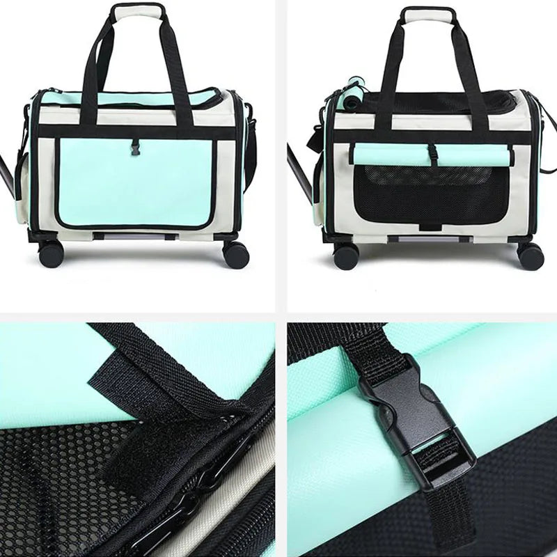 Sac de Transport à Roulettes pour Chat et Chien — Grande Capacité, Pliable, Cabine de Voyage
