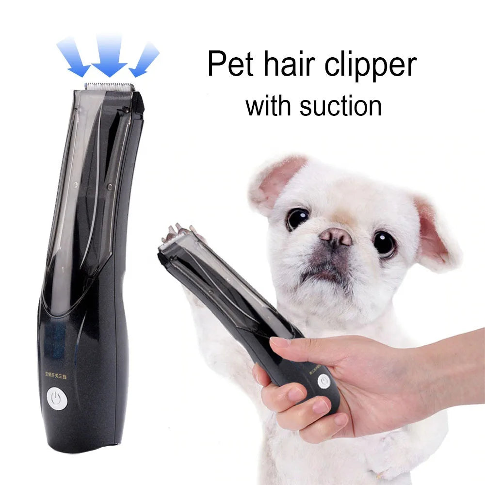 Tondeuse Aspirante pour Chien et Chat – 3 Vitesses, Rechargeable, Silencieuse