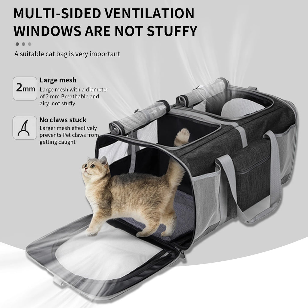 Sac de Transport Chariot XL pour Chat et Chien – Pliable, Roulettes Amovibles