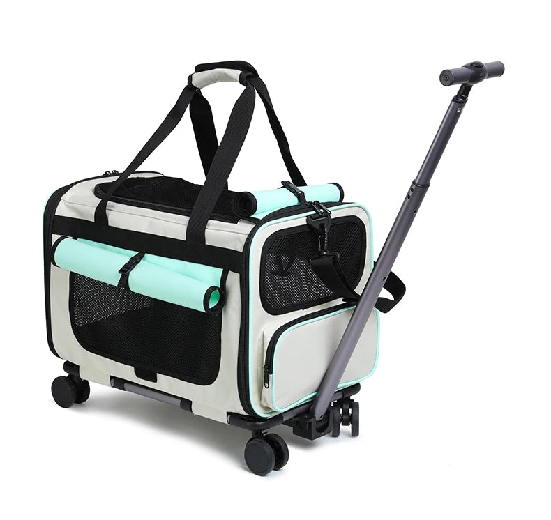 Sac de Transport à Roulettes pour Chat et Chien — Grande Capacité, Pliable, Cabine de Voyage