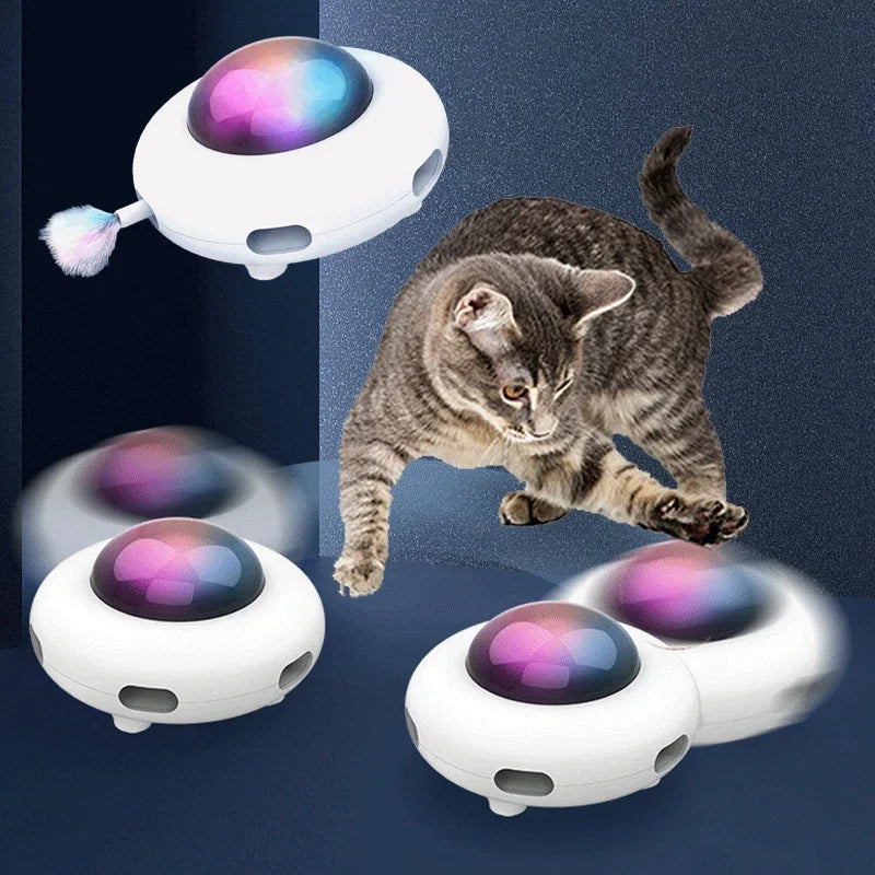 Jouet Interactif Chat UFO - Plumes Automatiques Rechargeable USB