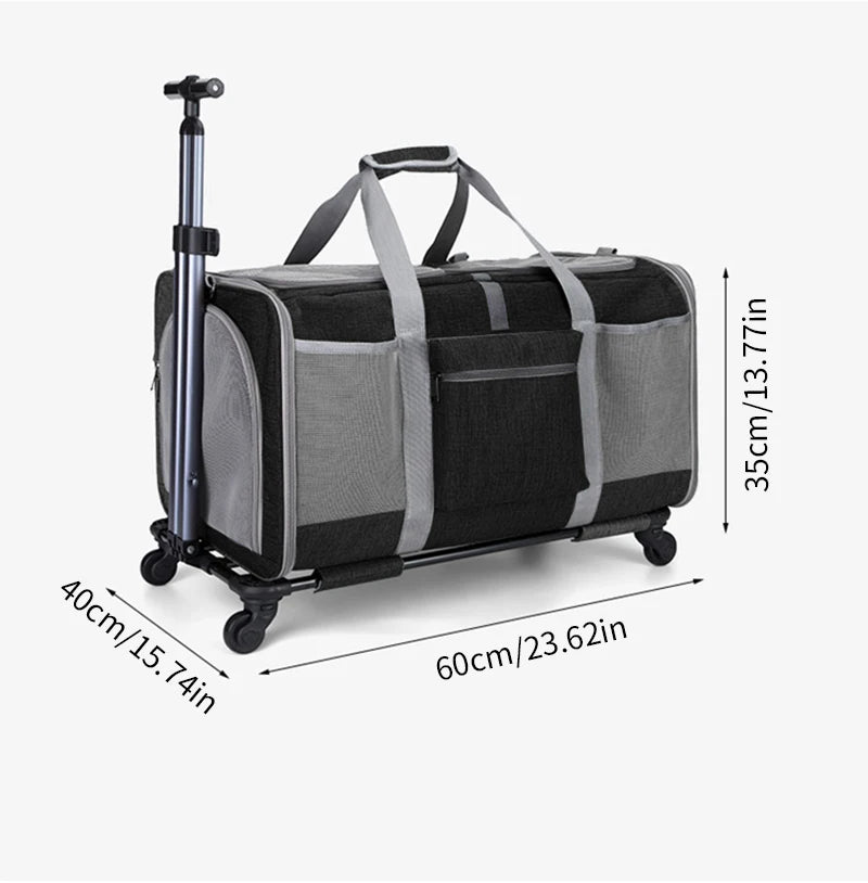 Sac de Transport Chariot XL pour Chat et Chien – Pliable, Roulettes Amovibles
