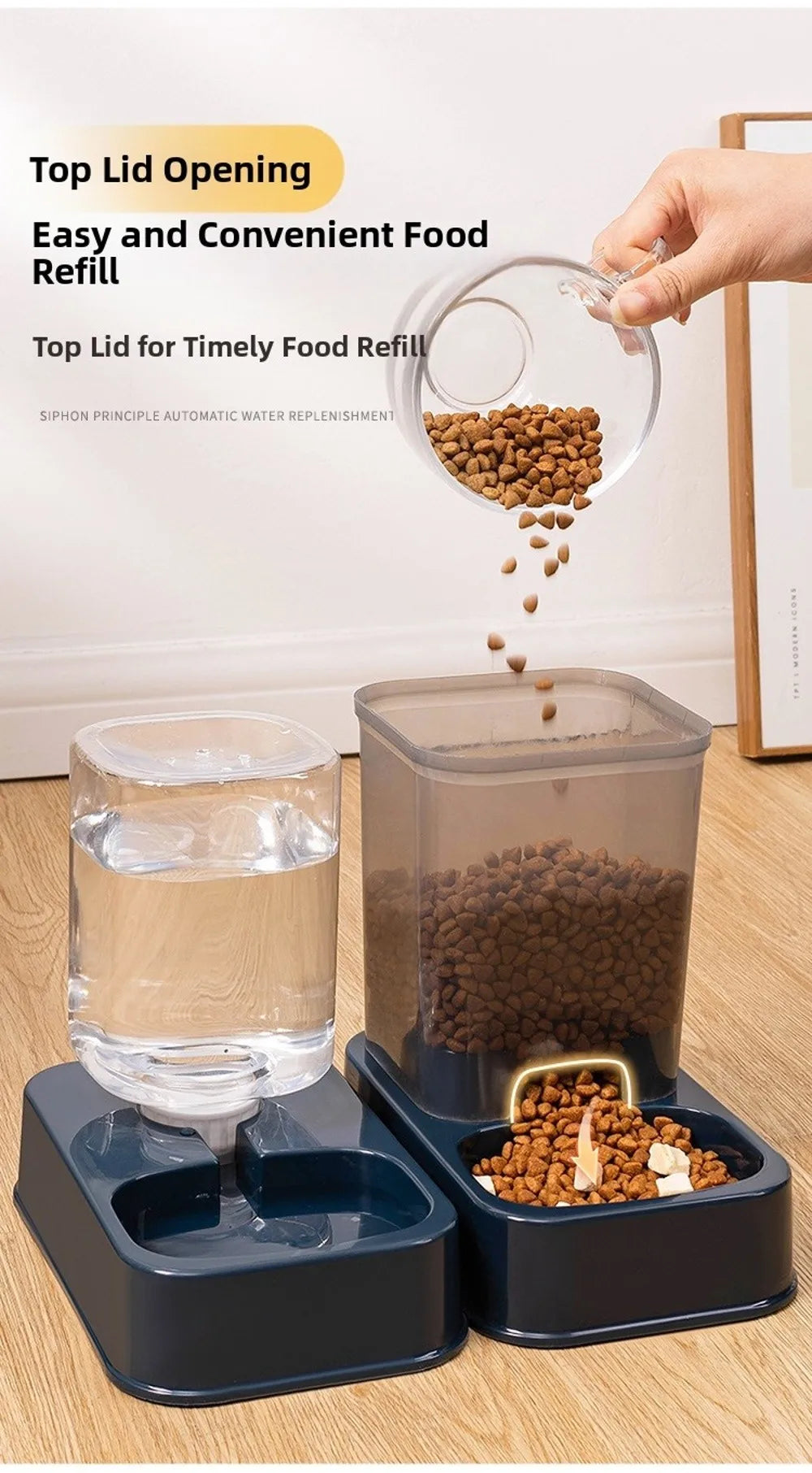 Distributeur Automatique de Nourriture pour Chat & Chien — 1,5L + Fontaine 1,2L