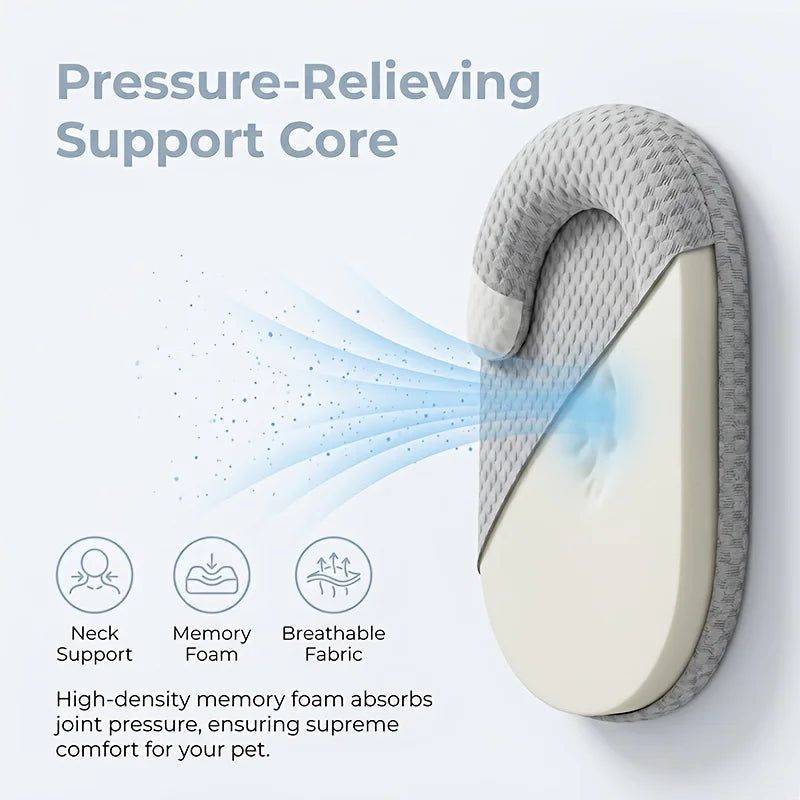 Tapis rafraîchissant avec âme en mousse mémoire, coussin cervical gris texturé