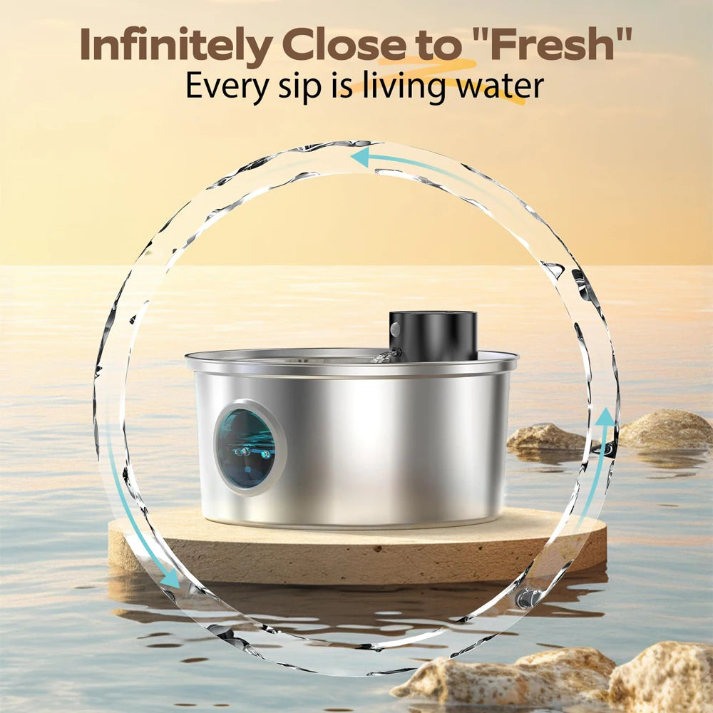 Fontaine à Eau pour Chat Sans Fil – Capteur Intelligent & Inox