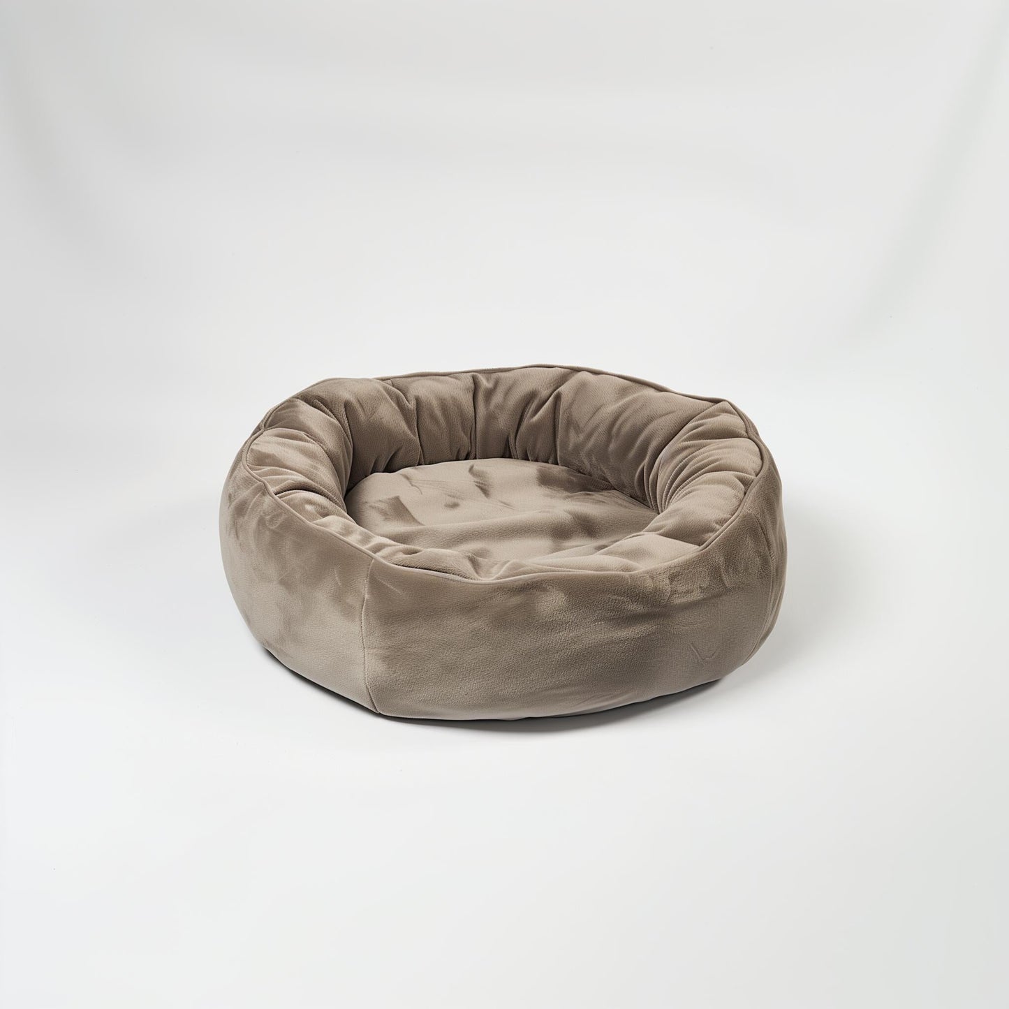 Coussin pour animal rond beige, bord rembourré