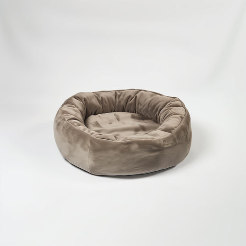 Coussin pour animal rond beige, bord rembourré