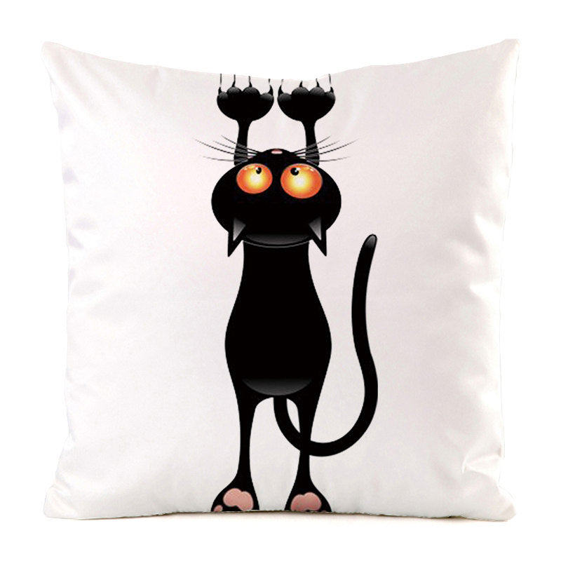 Housse de Coussin Chat Noir - Décoration Sofa en Soie