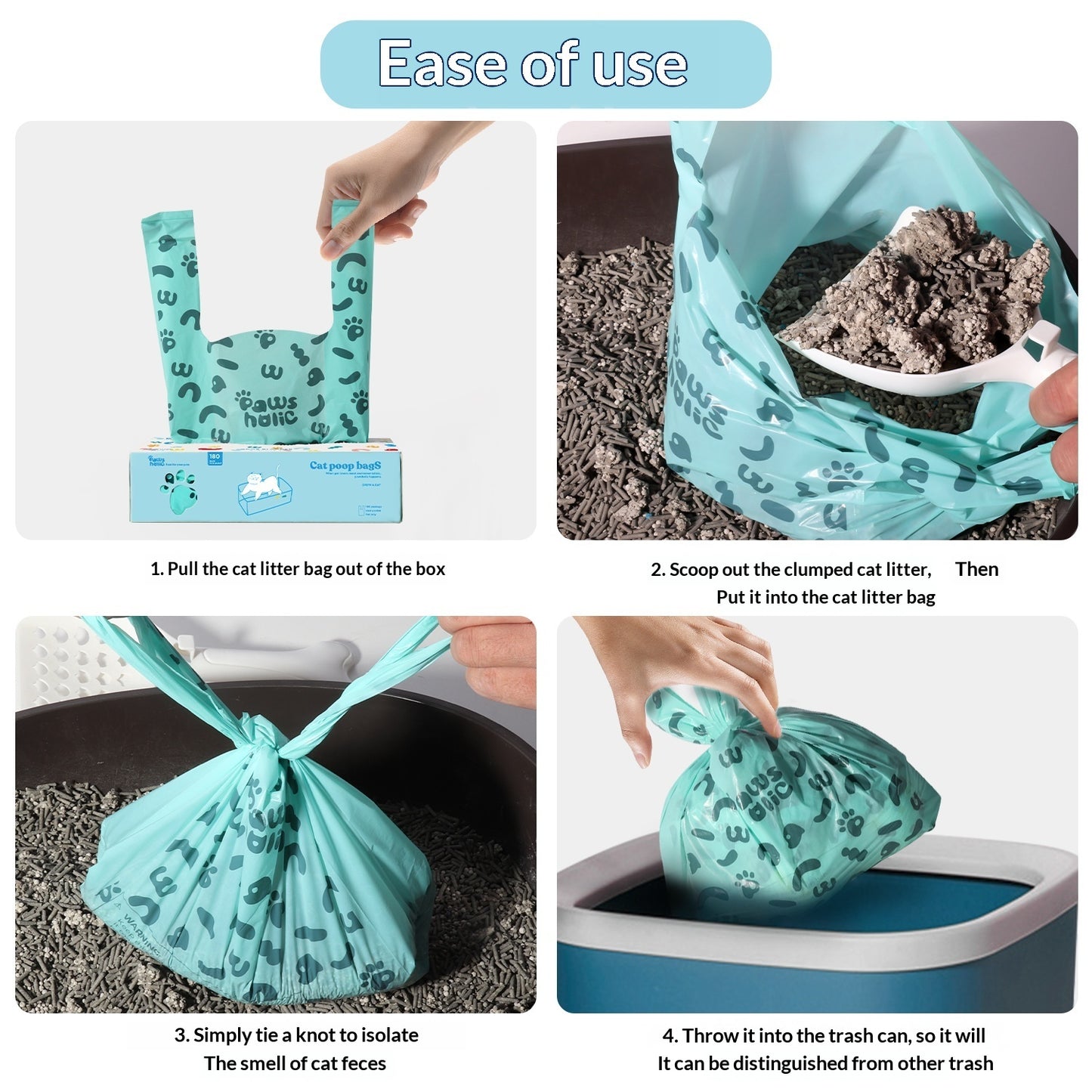 sacs désodorisants et pelle pour litière de chat