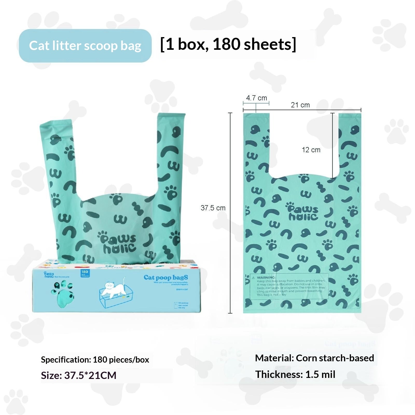 Kit complet sacs désodorisants et pelle pour litière de chat