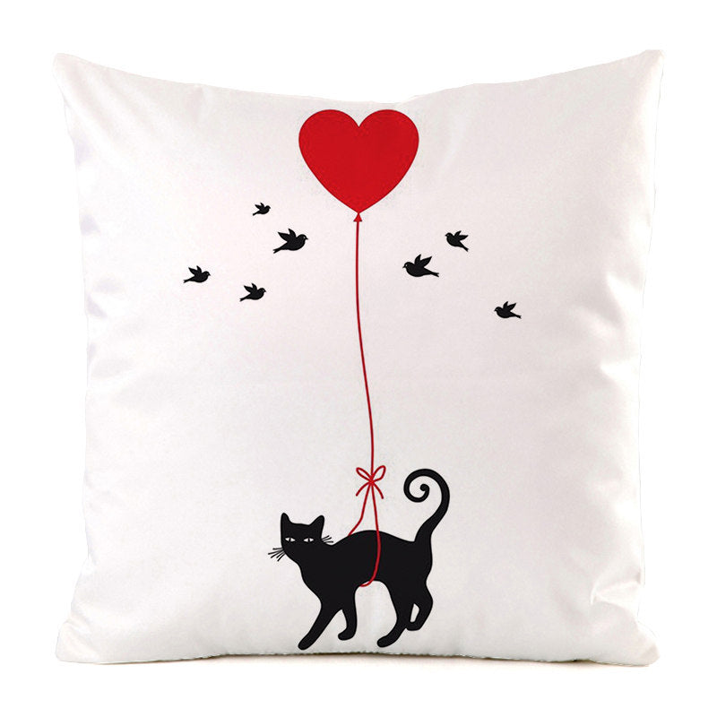 Housse de Coussin Chat Noir - Décoration Sofa en Soie
